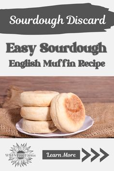 easy sourdough english muffins Sour Dough English Muffin Recipe, Wheat Sourdough Recipes, Wheat Sourdough Discard Recipes, Sourdough Muffins Overnight, Sourdough Whole Wheat Bread, Sourdough English Muffins Discard, Whole Wheat Sourdough Recipes, Whole Wheat Sourdough Discard Recipes, No Wait Sourdough Discard Recipes