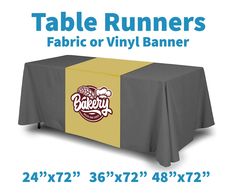 a table runner is shown with the logo on it