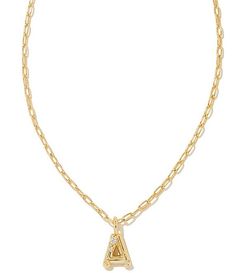 Kendra Scott Crystal Initial Gold Short Pendant Necklace | Dillard's Short Pendant Necklace, Gold Shorts, Necklace Necklace, Trend Fashion, Dillard's, Kendra Scott, Summer Tops, Handbag Accessories, Diamond Necklace