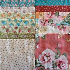 several different types of fabric with flowers on them