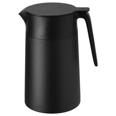 a black coffee pot is shown on a white background