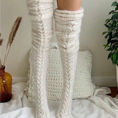 Super Cute And Stylish Ships In 5-10 Business Days White Thigh High Socks, Thigh High Socks Plus Size, Angora Socks, White Thigh Highs, Lingerie Patterns, Over Knee Socks, Cool Winter, Fluffy Socks, Sock Knitting Patterns