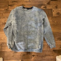 Never Worn - Purchased New From Target 2-3 Years Ago. Kids Art Class Destroyed Denim Pullover But Can Fit Ladies M. No Liner Inside. Denim Crew Neck Top For Streetwear, Distressed Cotton Top For Winter, Spring Distressed Cotton Sweatshirt, Spring Cotton Distressed Sweatshirt, Casual Denim Sweatshirt For Fall, Blue Washed Tops For Winter, Winter Blue Washed Tops, Blue Washed Sweatshirt For Spring, Casual Long Sleeve Denim Sweatshirt