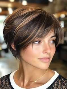 Short Hair Inverted Bob, Haircuts Bob Short, Short Hair A Line, Bangs With A Bob Haircut, Long Wedge Hairstyles, Styles For Pixie Haircut, Stacked Hair Cut, Back Views Of Short Haircuts, Short Hair In Back Long In Front Women