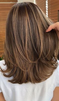 Brunette And Highlights, Brown Hair Layers Highlights, Highlights For Hair Brown, Color For Hair Highlights, Caramel Brown Blonde Highlights, Brown Highlighted Hair Ideas, Hair Colour Ideas For Over 50, Medium Brown Color Hair, Medium Brown Hair Color With Highlights