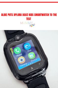 an advertisement for a smart phone with the text,'albie pets xplora k02 kids smartwatch to the