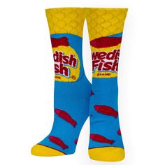 PRICES MAY VARY. Officially Licensed - Authentic novelty socks featuring your favorite candy Swedish Fish; Each fashion design is genuine, modern, trendy, and elite. Size & fit - Women's socks (size 5-10); each pair of casual socks comes with a y-gore heel and elongated spandex cuff to ensure a perfect form around your foot. Feel & Comfort - Highest quality knitted combed cotton provides these fun themed socks provide soft comfort all day; Lightweight and durable stay cool socks keep feet dry an Swedish Fish, Fun Socks, Food Snacks, Women Crew Socks, Favorite Candy, Crazy Socks, Fishing Humor, Novelty Socks, Happy Socks