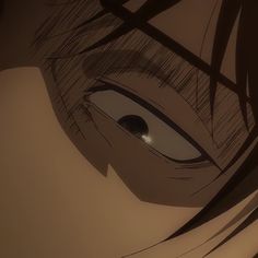 an anime character's eye with long hair and eyeshade looking at the camera