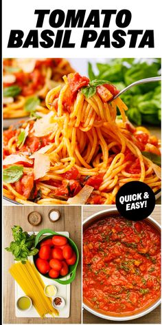 the cover of an italian cookbook with pictures of pasta and vegetables on it, including tomatoes