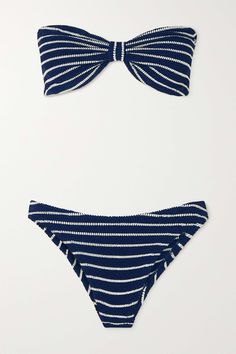 Shop HUNZA G + NET SUSTAIN Jean twist-front striped seersucker bandeau bikini, Explore the latest HUNZA G women's collection today on NET A PORTER Hunza G, Cute Bikinis, Dream Clothes, Two Pieces, Briefs