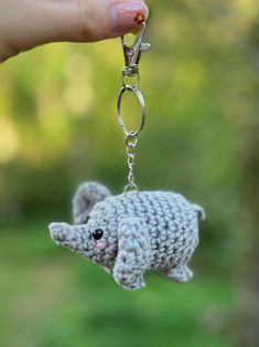 This hand crocheted Elephant Keychain makes the perfect accessory for your keys, backpack, or purse, either for yourself or give it as a gift! ---------- Made with 100% cotton yarn. ---------- Size: 5.5 in.long  with keychain ---------- If you have any questions about special orders please feel free to message me. ---------- *NOTE* THIS PRODUCT CONTAINS SMALL PARTS AND SHOULD NOT BE USED UNDER THE AGE OF 3. ---------- --All sales are final-- No Returns. Cancelations must take place within the hour of placing an order. Crochet Basketball Keychain, Crochet Pig Keychain, Crochet Elephant Keychain, Pocket Elephant Crochet, Alpaca Keychain Crochet, Elephant Keychain, Crochet Elephant, Hand Crochet, Cotton Yarn