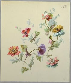 this is an image of flowers painted on paper