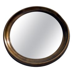 a round mirror is shown against a white background