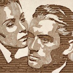 an image of two men that are kissing each other on paper with words written below them