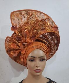 fancy auto gele set . One size fits all Note: Free shipping within US  Overseas shipping will cost $35 Big Princess Wedding Dresses, Roses Outfit, African Hair Wrap, Hair Wrap Scarf