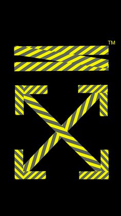 the letter e is made up of yellow and gray striped lines on a black background