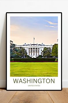 Washington, D.C. travel print - Official Residence - Discover the historic charm of Washington, D.C. with this captivating artwork. Dc United, Official Residence, Iconic Landmarks, Travel Prints, Us Travel, Washington Dc