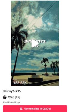 an instagram page with palm trees and the caption destinyz on it