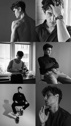 black and white photos of men in different poses