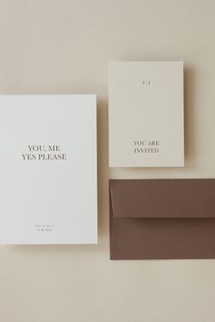 two greeting cards with the words you're me, yes please