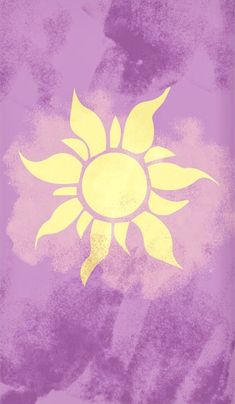 a yellow and purple sun painted on the side of a wall