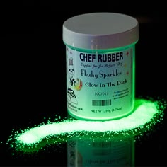 glow in the dark powder is green and has white flecks on it's side