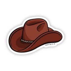 a brown cowboy hat sticker on a white background