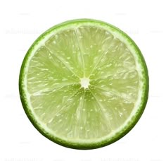 a lime cut in half on a white background