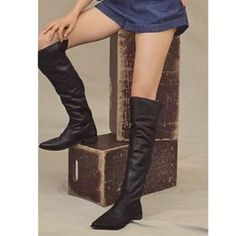 Brenna Over-The-Knee Boots Size 7.5 Originally $298, Asking $198 Only Worn Once, Wanted Them To Work So Bad But My Legs Are Too Short Free People Shoes, Free People Black, Too Short, Over The Knee Boots, Over The Knee, Knee Boots, The Knee, To Work, Free People