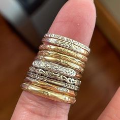 Mixed Metal Jewelry Style, Gold And Silver Ring Stack, Gold Jewelry Stack, Gold And Silver Jewelry Together, Stacked Rings, Gold And Silver Jewelry, Ring Stack, Dope Jewelry, Nail Jewelry