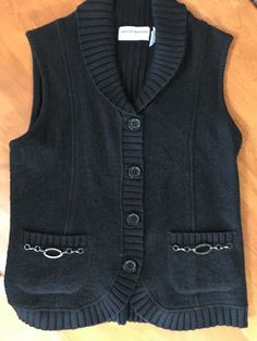 Alfred Dunner petite sweater vest black PS. Condition is "Pre-owned". In great shape.Shipped Free with USPS Priority Mail. Fitted Black Sweater Vest, Black Knit Vest For Winter, Winter Knit Black Vest, Black Knit Winter Vest, Classic Black Sweater Vest For Fall, Black Vest Sweater For Fall, Winter Black Knit Vest, Elegant Black Knit Sweater Vest, Sleeveless Black Cardigan For Fall