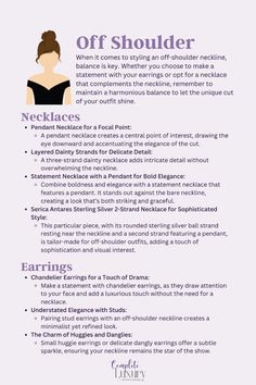 What Jewelry to Wear with Off Shoulder Neckline - click to get the full jewelry neckline guide! Off Shoulder Neckline