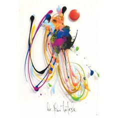 an abstract painting with multicolored paint splattered on it