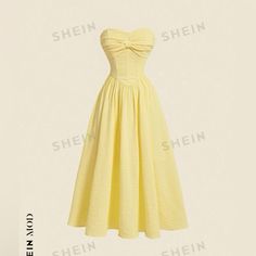 Reposhing This Item I Purchased From @Emmakopkie. Loved It, But Ready To Rotate For Something New. Questions? Leave A Comment Below! Yellow Sun Dress, Strapless Summer Dress, Dresses Shein, Yellow Sun, Shein Dress, Shein Dresses, Sun Dress, Yellow Dress, Something New