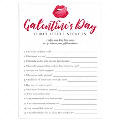 Hilarious Galentine's Day Game for Adults Dirty Little Secrets Printable by LittleSizzle Galentines Questions, Valentines Day Games For Adults, Galentines Party Games For Adults, Valentines Games For Adults, Galentines Party Drinking Games, Galentines Party Questions, Galentines Game, Galantines Activies, Galentines Game Ideas