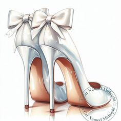 a painting of a pair of high heeled shoes with a mouse