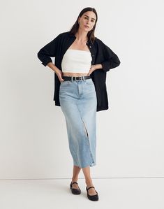 Denim Maxi Skirt in Merrimon Wash Madewell Skirt, Maxi Skirt Style, Long Denim Skirt, Denim Maxi, Denim Maxi Skirt, Madewell Denim, Skirts With Pockets, Denim Mini Skirt, High Waisted Denim