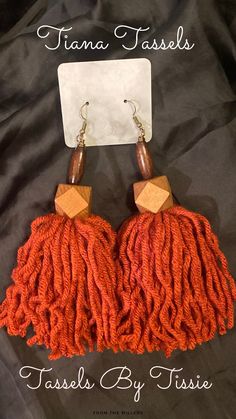 Orange Tassel Earrings With Colorful Beads As Gift, Cheap Orange Tassel Earrings, Orange Tassel Drop Earrings, Bohemian Orange Tassel Earrings, Bohemian Yellow Adjustable Tassel Earrings, Textile Earrings, Denim Earrings, Tassel Earing, Diy Earrings Easy