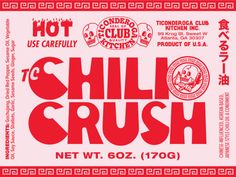 a red and white poster with the words chillo crush in chinese characters on it