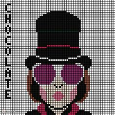 a pixellated image of a man in a top hat and sunglasses