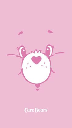 a pink background with an animal's face and the words care bears