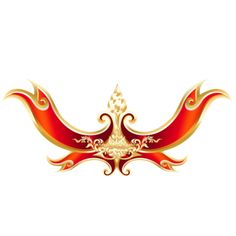 an ornate gold and red design on a white background, logo, emblem, decoration png and psd