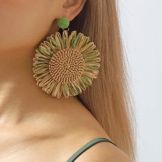 Style : Elegant , Casual , Vacation , Basics , Boho Design : Basic Occasion : Going out , Wedding , Vacation , Party Pattern Type : Plain Season : Summer , Spring Color : Yellow , Red , White , Black , Green Dangle Earrings Aesthetic, Raffia Earrings, Party Pattern, Earrings Tutorial, Flower Dangle Earrings, Earrings Aesthetic, Bohemian Accessories, Boho Design, Spring Color