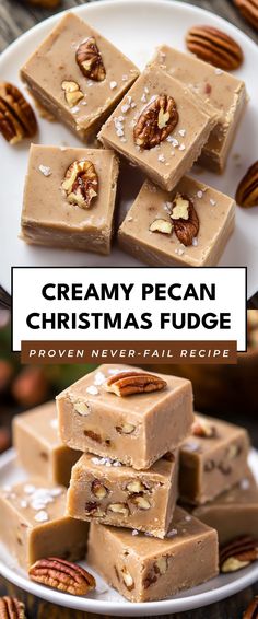 Image for Creamy Pecan Christmas Fudge Pecan Fudge Recipes, Pecan Praline Fudge Recipe, Pecan Pie Fudge Recipe, Praline Fudge Recipe, Fudge With Pecans, Praline Fudge, Pecan Fudge