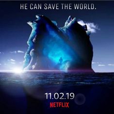 an iceberg floating in the ocean with text that reads he can save the world