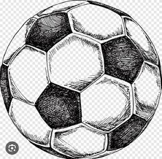 a black and white drawing of a soccer ball on transparent background, hd png