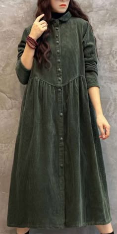 Green Buttons Dresses Loose Winter Autumn Dresses Casual Women Dresses Cheap Cotton Long Sleeve Dresses, Winter Dresses With Sleeves Plus Size, Winter Dresses For 2022, Curvy Women Casual Winter Dress, Cheap Long Winter Dresses, Winter Casual Shirt Dresses, Cheap Button-up Maxi Dress For Fall, Baggy Fall Dresses, Cheap Button-up Winter Dresses