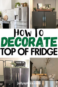 top of fridge decor ideas Decorations For Top Of Fridge, Top Of Fridge Styling, Farmhouse Refrigerator Decor, Ideas For On Top Of Fridge, Farmhouse Decor On Top Of Fridge, Decorating Top Of Refrigerator Ideas Farmhouse, Refrigerator Surround Ideas, How To Decorate Above Refrigerator, Home Organization Fridge