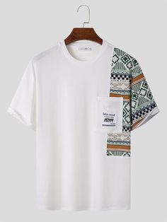 I found this amazing Mens Vintage Geometric Print Patchwork Crew Neck Short Sleeve T-Shirts with 16,99€,and 14 days return or refund guarantee protect to us. --Newchic Mens T-shirts Design, Over Size T Shirt Outfit Men, Cool T Shirts For Men, Shirt Design Ideas, T Shirt Design Ideas, Tee Shirt Fashion, Mens Tshirts Fashion