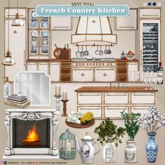 the kitchen is decorated in french country style